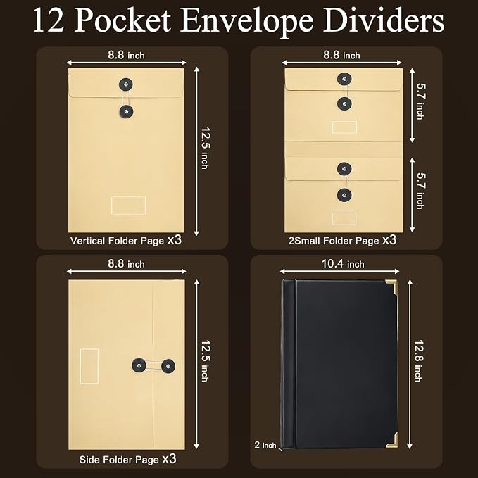Document Organizer | in Case I Die Binder Organizer with Labels-Black+Khaki | Family Emergency Binder, File Organizer, Important Document Organizer, Folio Folder, Planner