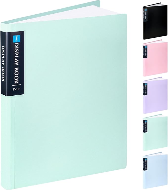 Sooez Art Portfolio 9"x12", 40 Pockets Large Folder Display 80 Pages | Heavy Duty with Clear Sheet Protectors, Presentation Book for Artwork Document Organizer Binder
