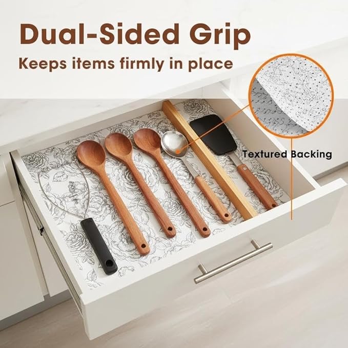 Coavas Shelf and Drawer Liner, Non Slip Extra Grip Non Adhesive Waterproof Thickened Cabinet Mat, Easy Cut for Kitchen Pantry Bathroom Dresser Cupboard (White, 12IN X 20 FT)