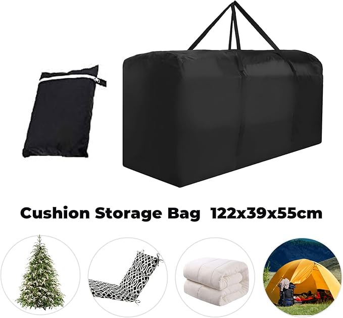 Outdoor Cushion Storage Bag Waterproof Extra Large Protective Zippered Patio Cushion Storage Bags Furniture Storage Bag with Handles, 48 L x 15 W x 22 H (2 Pack)