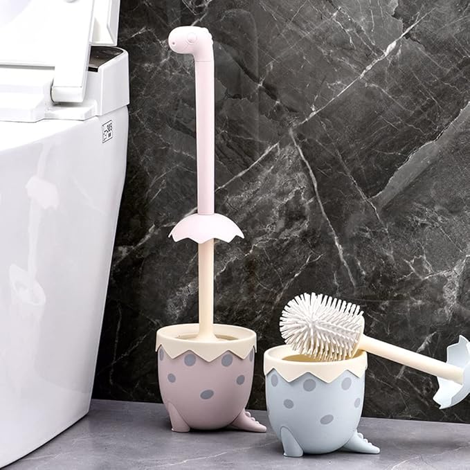 Toilet Brush Set, Compact Size Toilet Bowl Brush and Holder Toilet Bowl Scrubber with Silicone Bristles, No Dead Angle Home Cleaning Utensils Bathroom Accessories (Color : Blue) (Pink)