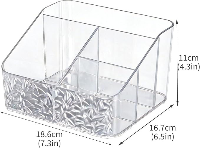 Remote Control Holder, Clear Desk Organizer with 4 Slots, Remote Caddy for TV Remotes, Streaming Devices, Controller Holder, Nightstand Organizer for Bedroom, Living Room, Office and Tabletop Use