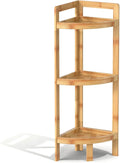 2026 New Bamboo Standing Shelf, 3 Tier Corner Shelf Stand, Free-Standing Shelf Units, Triangular Curved Corner Shelf Stand for Space-Saaving Display Ideal for Bathroom/Kitchen/Living Room Storage