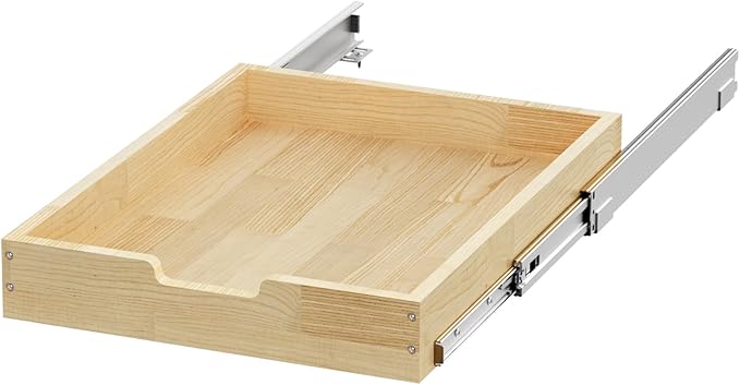 Sikarou Wood Pull Out Cabinet Organizer 11" W x 21" D, for 12" Cabinet Opening Heavy-Duty Sliding Drawers for Inside Cabinets Storage and Organization for Kitchen