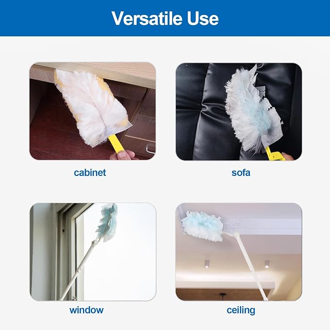 Replacement Handles Compatible with Swiffer Duster Refill, Swiffer Duster Extended Handle,Foldable & Extendable Dust Handle Only(White 5pcs)