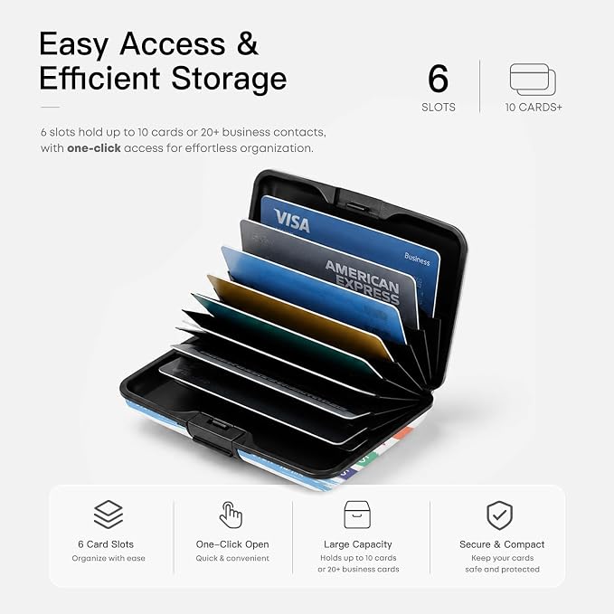 Credit Card Holder RFID Aluminum card case Its Okay mini Wallet Women Men | ABS Business ID Case,Hard Case Large Capacity 6 Slots, Waterproof Durable ，Secure Closure Slim Small Credit Card Protector
