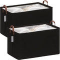 Hinwo 70L Extra Large Storage Bins, 2-Pack Closet Organizers and Storage, Foldable Clothes Storage Baskets with Handles, Containers for Clothing, Blanket, Comforters, Toys, Bedding (Black)