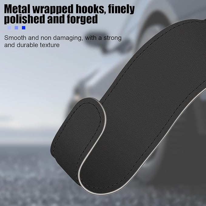Bittwee 2PCS Car Glove Box Hooks Passenger Storage Hangers Black | Microfiber leather, snap-in install, hangs bags umbrellas, fits most cars SUVs and trucks, car interior accessories
