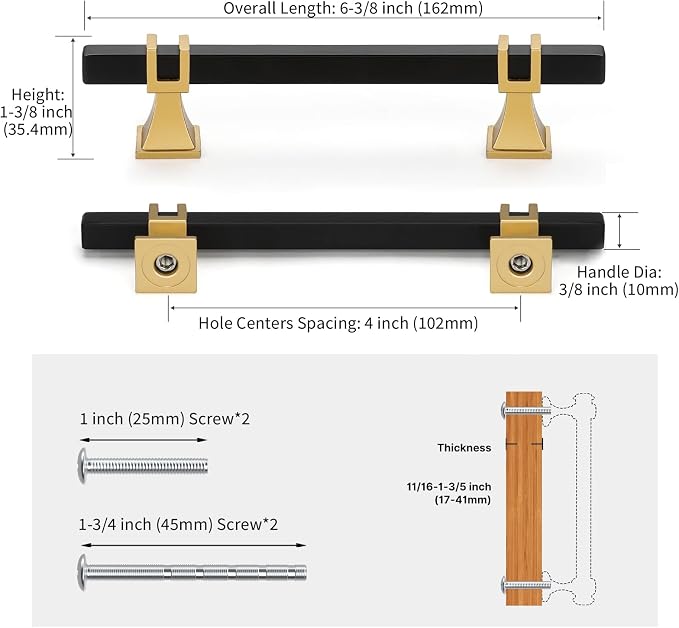 5 Pack 4 Inch Black and Gold Cabinet Pulls Black and Gold Cabinet Handles Kitchen Cabinet Pulls Dresser Drawer Pulls Kitchen Cabinet Hardware