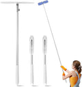 Duster Extended Handle & Long Duster, Compatible with Swiffer, 65.7" Stainless Steel Extension Pole, Locking Angle Fan Duster for Ceiling Fans, Blinds, Tall Cabinets & Home Cleaning Supplies (2 Pack)
