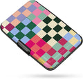 Credit Card Holder Multicolor Checker Mini Aluminum Wallet | Women Men, Slim Design, RFID Blocking, Metal Business ID Case