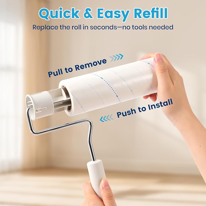 Extra Sticky Large Surface Lint Roller for Pet Hair, 500 Sheets | Easy Spiral Tear, 6.3" Wide Lint Roller, Cat & Dog Hair Remover for Clothes, Carpet, Giant Lint Remover with Storage Base