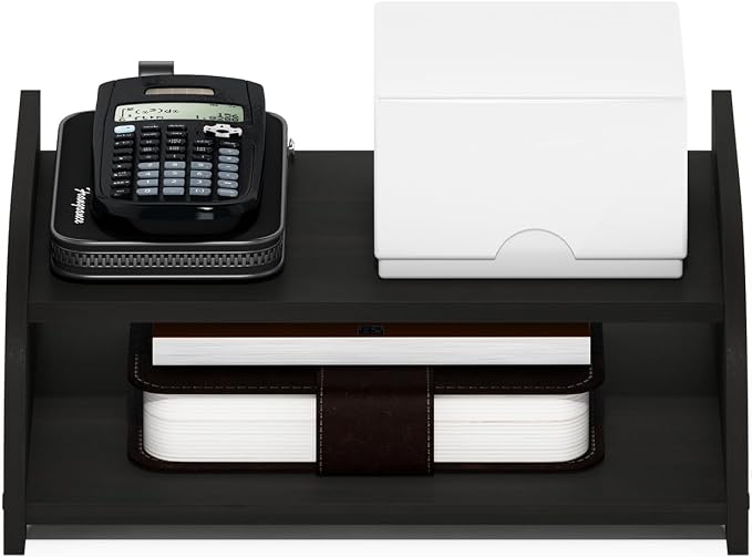 Furinno Classic Desk Organizers and Accessories, 2-Tier Monitor Riser, Office Organization, Desk Top Book Shelf, for Office Supplies, Desk Utilities, Espresso