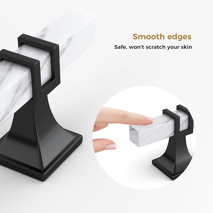 10 Pack 5 Inch White Marble Cabinet Pulls, Black Cabinet Handles Marble Grain and Black Pulls, Kitchen Cabinet Handles Square Dresser Drawer Pulls Kitchen Hardware