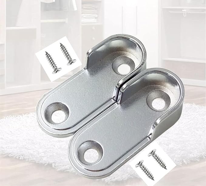 20 Pcs Oval Closet Rod holder End Supports Flanges Socket | for 18x35mm Rods