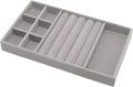 Velvet Jewelry Organizer Trays Gray Stackable Jewelry Storage Display Tray with Removable Dividers, 3-in-1