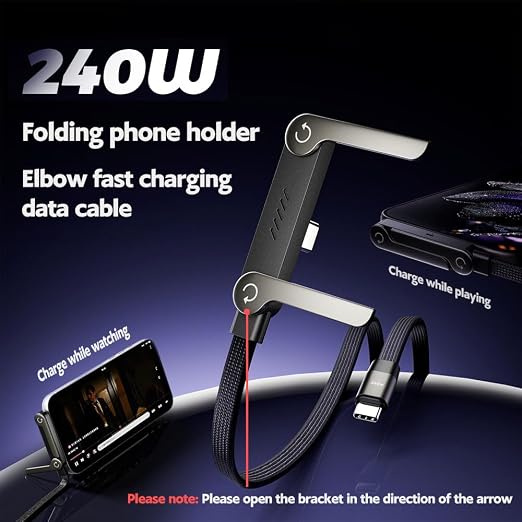 NKV 2 Pack USB C to USB C Invisible Stand Charging Cable | 240W Fast Charging Cable 5/10 FT，for iPhone 17 Series, Samsung Galaxy S25 S24 Ultra etc (C-C 2 Pack 5/10FT)