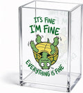 Funny It's Fine I'm Fine Everything Is Acrylic Pencil Holder Cup | Turtle Pen Holder Gifts for Coworker Boss Friend Turtle Lover, Sarcastic Office Decor Gifts for HR Nurse, Desk Accessories