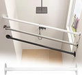 Closet Rod Flange Adjustable Closet Rod for Angled Wall, Retractable Corner Shower Curtain Rod Stainless Steel, 180° Swivel Hanging Clothes Support Pole(White,55-75cm(21 5/8"-29 1/2"))