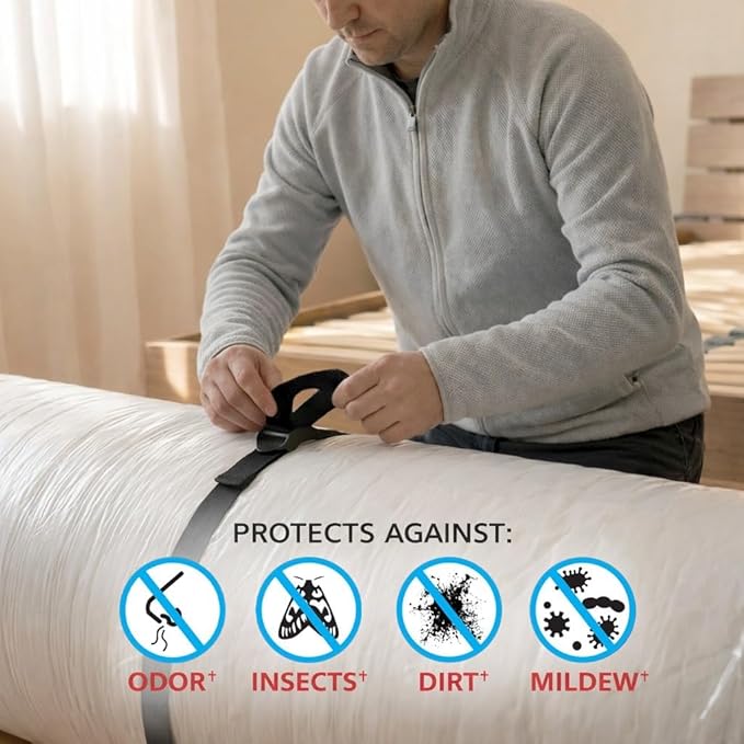 Hefty Shrink-Pak Mattress Bags for Moving – Twin/Twin XL Size | Heavy Duty & Water Resistant Vacuum Compression Mattress Bag, Storage Protection Mattress Cover for Moving