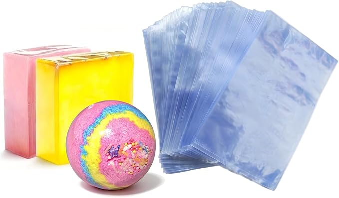 Shrink Wrap Bags, 400Pcs 4x 6 Inches Clear PVC Heat Seal Bags Film for Soap Sleeve Packaging, Bath Bomb,Jars,Gift,Tumbler for Homemade DIY Projects