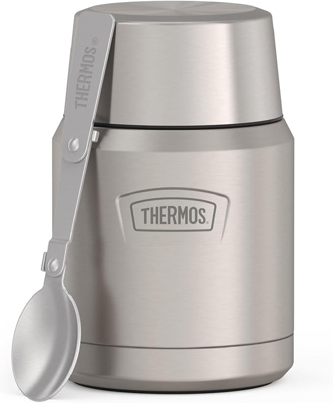 THERMOS ICON Stainless Steel Food Jar with Spoon, 16 Ounce, Matte Stainless