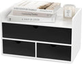 Bamboo Desk Organizer with Drawers, Desktop Storage for Office Supplies | 3 Drawers Desktop organizer, No Assembly Required, Natural Wood Wooden Desktop Drawers Box for Bills, Cosmetics, Seals, Paper
