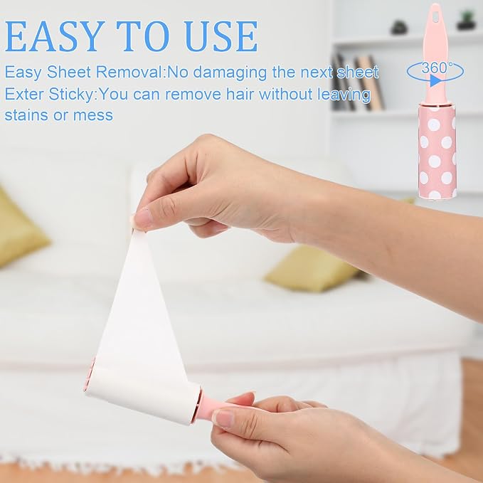 Hushee 12 Pcs Mini Lint Rollers for Pet Travel Size Clothes Roller Hair Lint Removers Sticky Tool for Clothes, Gift Bags, Pet Hair Removal