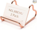 2 Pcs Cute Rose Gold Metal Heart Business Card Holder for Desk | Metal Heart Business Card Display Stand, Pretty Desk Organizer and Cute Desk Accessories for Office Desktop