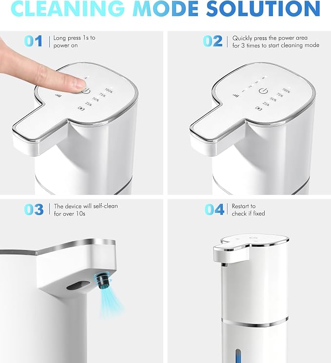RYTOXILO Automatic Soap Dispenser Touchless, 2 Pack White Auto Soap Dispensers for Bathroom and Kitchen, 15 Fl Oz Plastic Electric Hands Free Dish Liquid Dispensers Wall Mount with 1200 mAh Battery | Touchless, Hands-Free