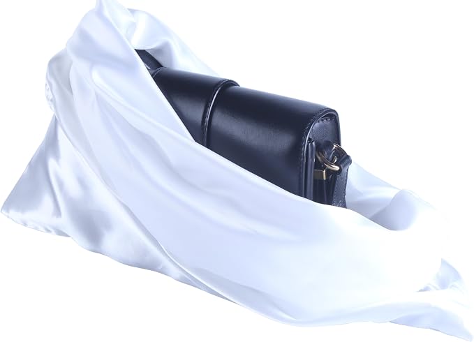 SANSAM Drawstring Satin Silk Dust Bag,4pcs White 12''x16'' Dust Cover Storage Bags for Purses, Handbags, Travel Storage Pouch for Shoes, Boots
