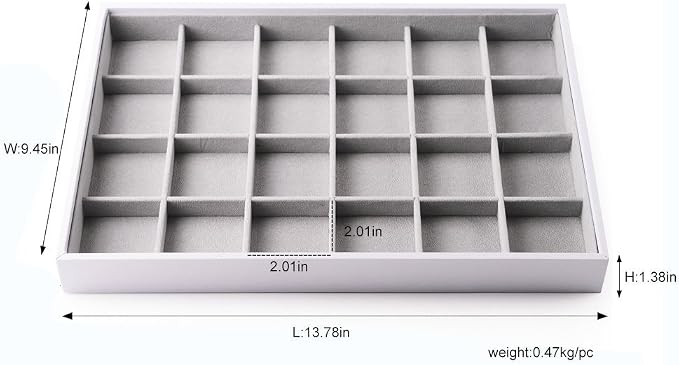 Oirlv Leather 24-Grid Jewelry Organizer White | Perfect for Daily Household Organization Or Store Display Use