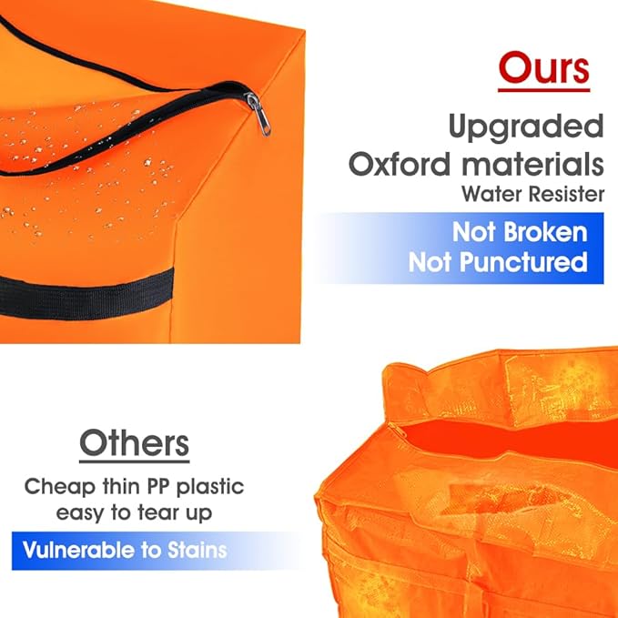 CIVJET 4 Pack Moving Bags Heavy Duty Extra Large 90L, College Packing Bags for Moving Clothes, Moving Supplies & Boxes with Zippers and Handles, Storage Bags Moving Totes Camping Essentials (Orange)