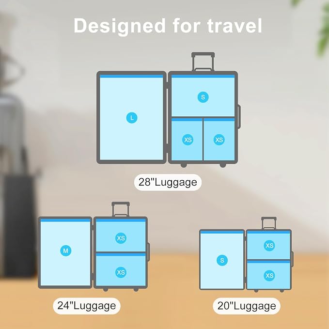 UPGOGO Vacuum Travel Bags Combo 6 Pack - Space Saver Vacuum Storage Bags for Clothing, Blankets, Pillows - Travel Essentials