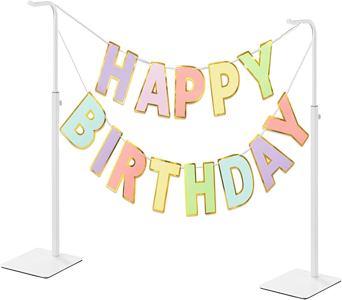 Purse Display Stand, Height-Adjustable Tabletop Handbag Holder, Multi-Use Display Rack and Banner Stand for Happy Birthday Banners, Lanterns and Wreaths, for Home, Retail and Party Use, White