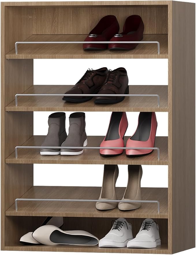 ROOMTEC 25.5" Shoe Shelf Short Tower Closet Unit, Modular Closet System with Shelf, Wardrobe Organizer for Bedroom or Walk-in Closet, Wall Mounted, Customizable Clothes Storage Unit, Wood