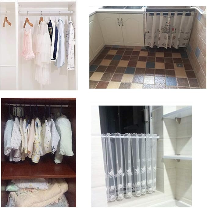 6 Pack Spring Tension Curtain Rod, 23.6-43.3 Inches Tension Rods Cupboard Bars Adjustable Spring Steel Tensions Rod Shower Rod Closet Rod