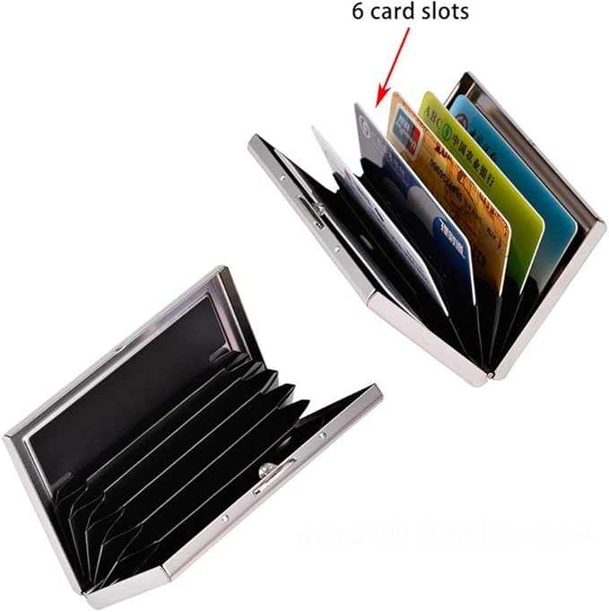 EASTNIGHTS RFID Credit Card Holder Metal Wallet Stainless Steel Credit Card Protector Case for Men or Women
