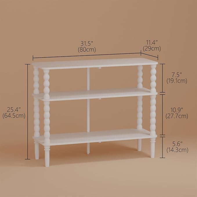 Veegle Shoe Rack,3 Tier Shoe Organizer Shelves,End Side Table,White | Solid Wood Legs for Closet, Entryway, Garage & Corridor, Easy Assembly