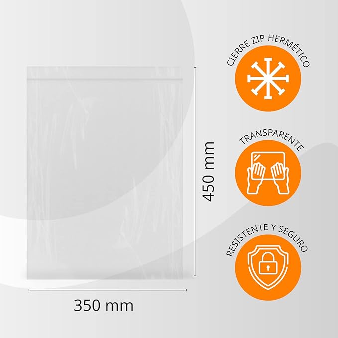 1000 Clear Plastic Seal Bags Ideal for Freezing Food, Document Storage, Reusable and Storage Bags - Ophituria (1000 Bags, 350 x 450 mm)