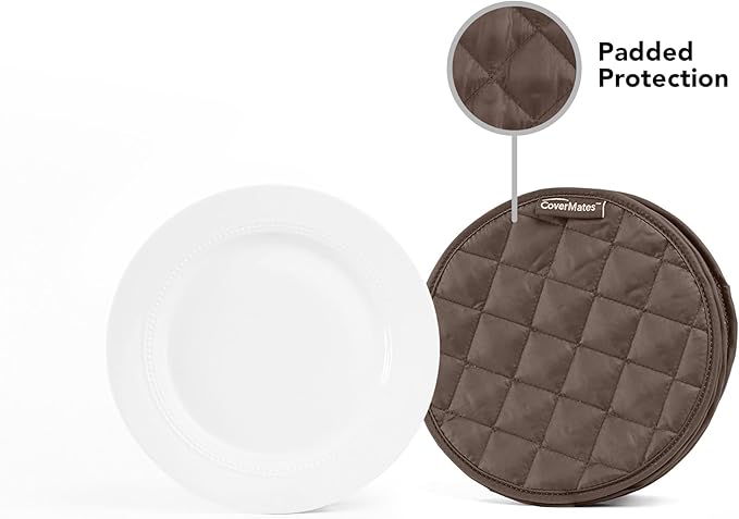 Covermates Keepsakes Quilted Dish Dividers – Set of Padded Plate Protectors for China & Dinnerware Storage, Scratch Protection, Machine Washable, Bronze
