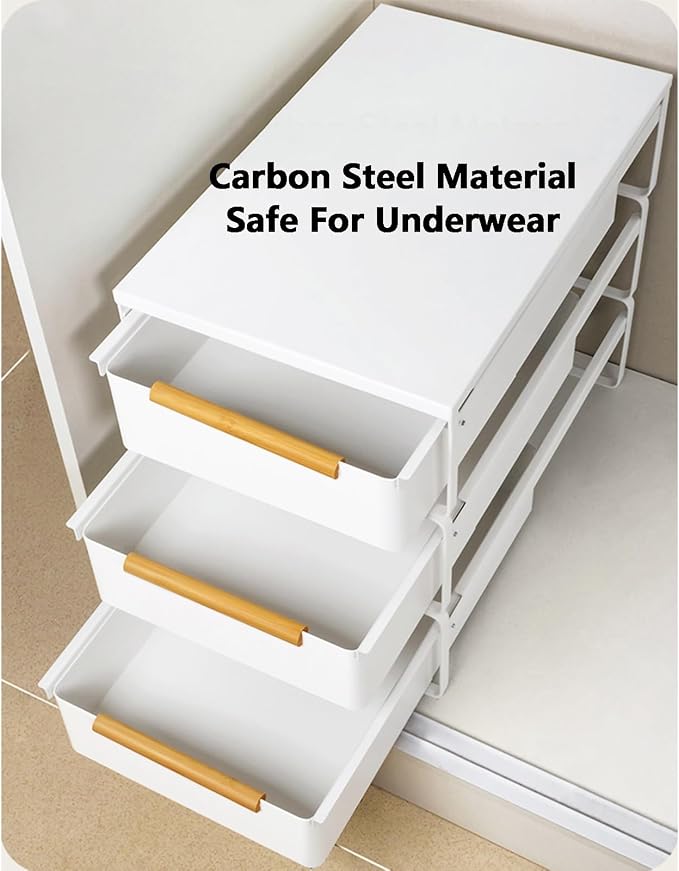 Closet Pull-Out Baskets,Stackable Storage Bins,Carbon Steel Drawer Basket,Smooth Pulling for Kitchen Pantry Cabinet and Closet(35.2x42.6x38cm)