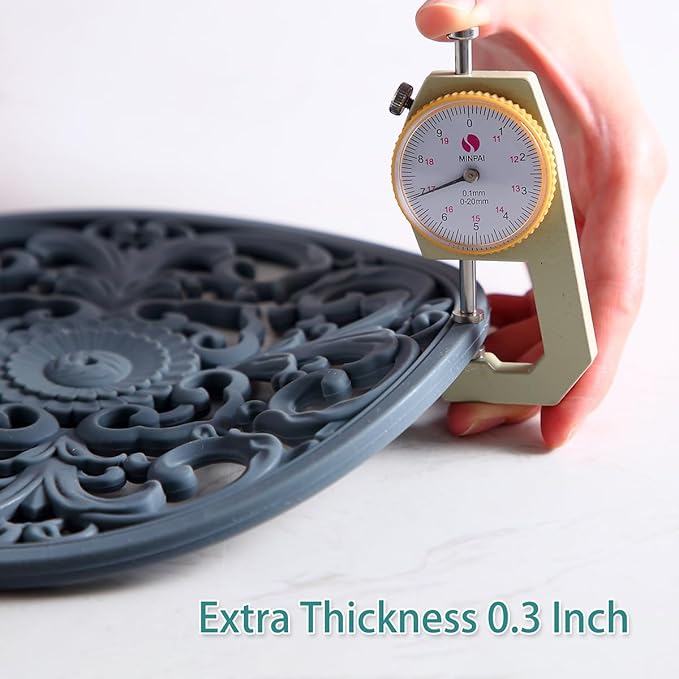 Extra Thick Silicone Trivet Mat for Hot Dishes, Hot Pots and Pans, Pot Holder, Hot Pad to Portect Your Table and Countertop, Kitchen Decor and Accessories,Teal, Set of 3