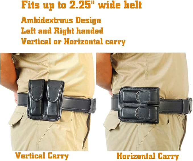 Molded Double Mag Pouch，Tactical Universal Magazine Holder Fits virtually Any 9mm, 40 or .45 Caliber Pistol Mag Single or Double Stack IWB or OWB Mag Pouch