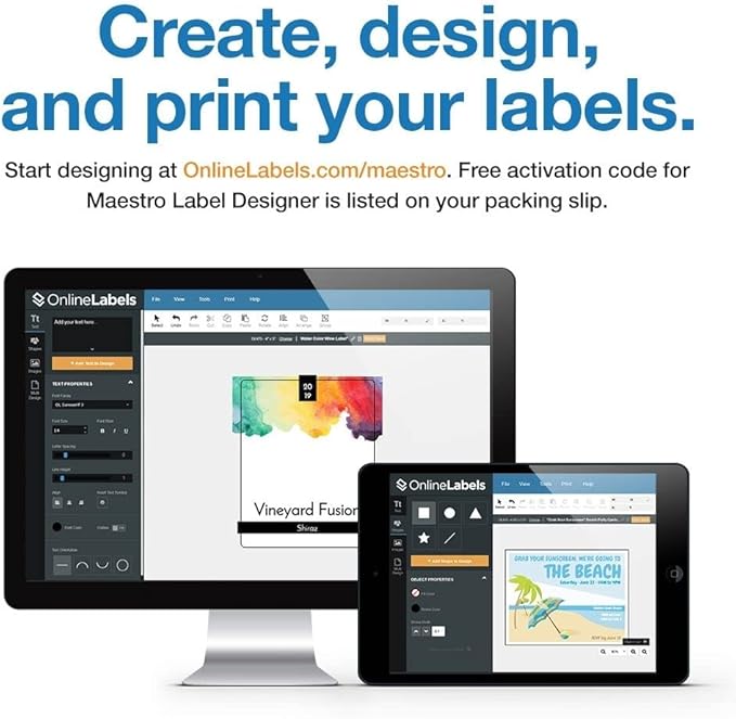 Full Sheet Labels - 8.5 x 11 - Pack of 100 Sheets - Inkjet/Laser Printers - Vertical Back Slit for Easy Peeling - Online Labels