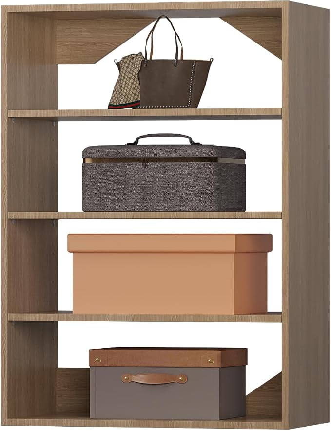 ROOMTEC 19.5" Shelf Short Tower Closet Unit, Modular Closet System with Shelf, Wardrobe Organizer for Bedroom or Walk-in Closet, Wall Mounted, Customizable Clothes Storage Unit, Wood