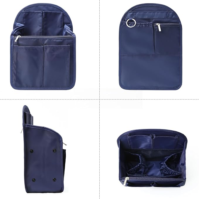 Surblue Backpack Organizer Insert Liner Hanging Travel Rucksack Purse and Handbag Insert Pocket, High-capacity Divider Foldable Nylon Shoulder Bag Organizer for Men and Women, (Navy, M)