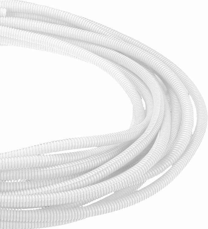 DMiotech 50ft Wire Loom Split Tubing 3/8 Inch(9.5mm) ID, Cord Protectors from Pet Flexible Conduit Cable Management for Office Home Garden, White