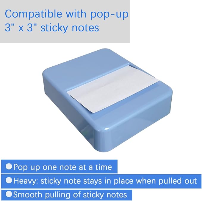 Notes Dispenser 3 x 3 inches Sticky Note Holder with 100- Sheet Pad Notes | 3 x 3 inches, Blue, White sticky note paper，Notes Container Dispensing for Home, Office & School Use
