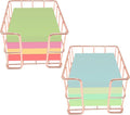 2 Pcs Post Note Holder Sticky Note Holder Notepad Holder Desk Organizer Cute Memo Note Cube Holder Mesh Memo Holder for Office Home School Desk Supplies (Rose Gold)